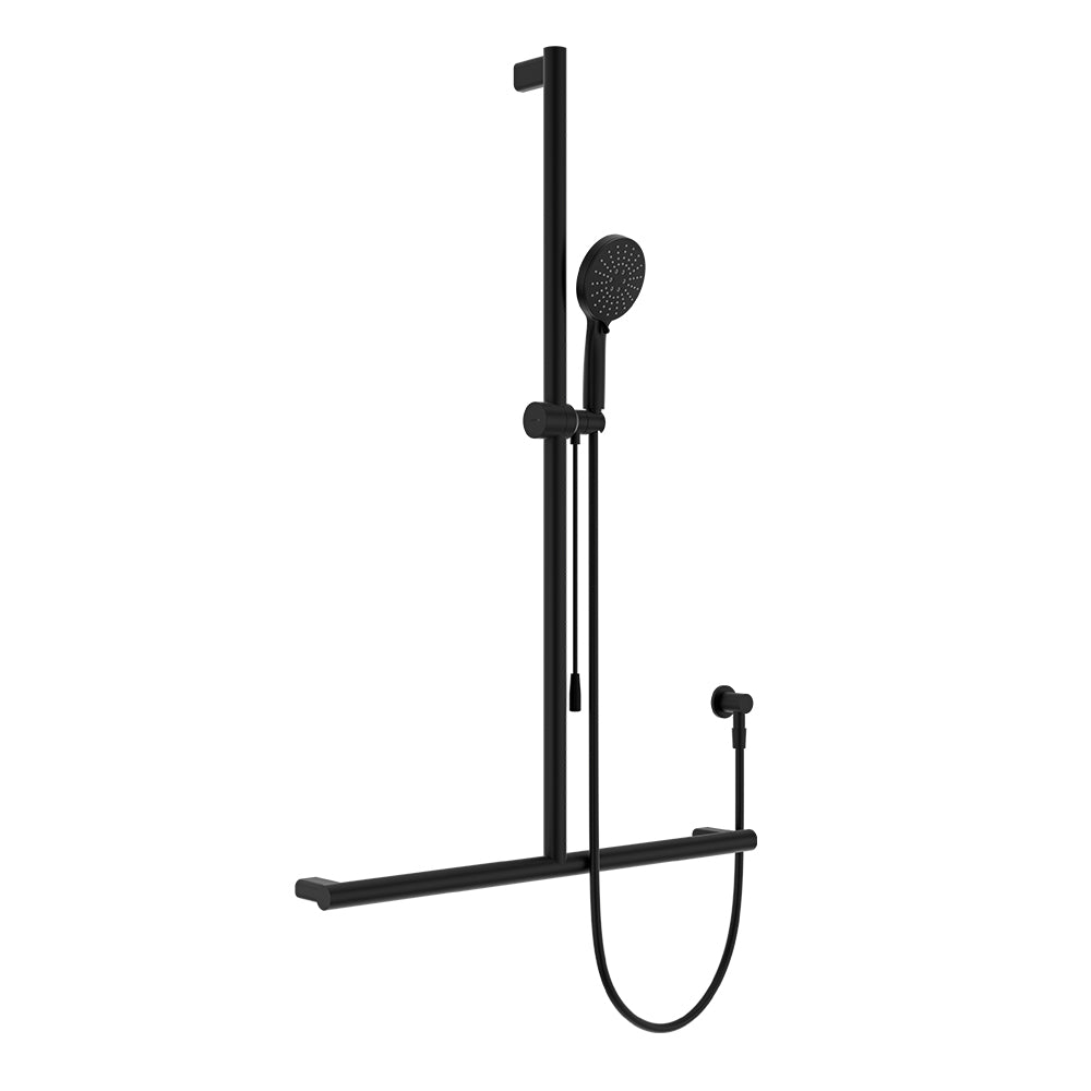 Care Inverted T Rail Shower with Push/Pull Slider - Matte Black