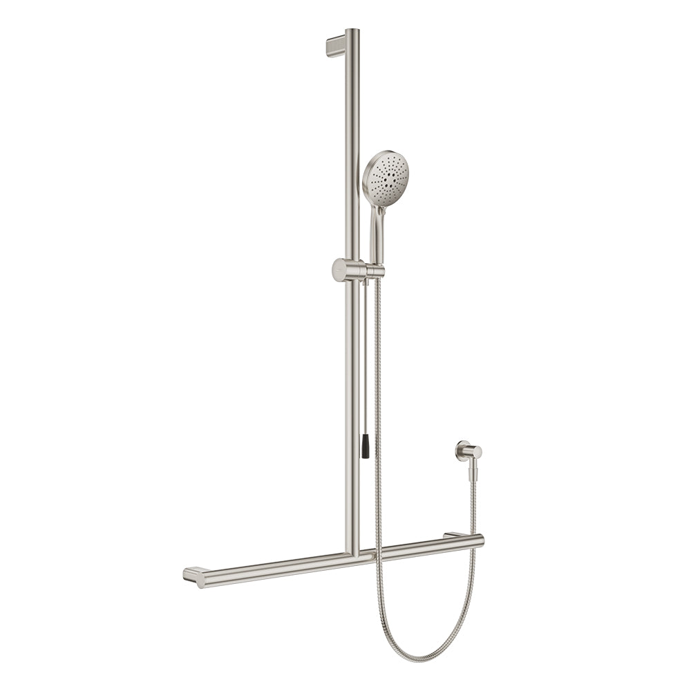 Care Inverted T Rail Shower with Push/Pull Slider - Brushed Nickel