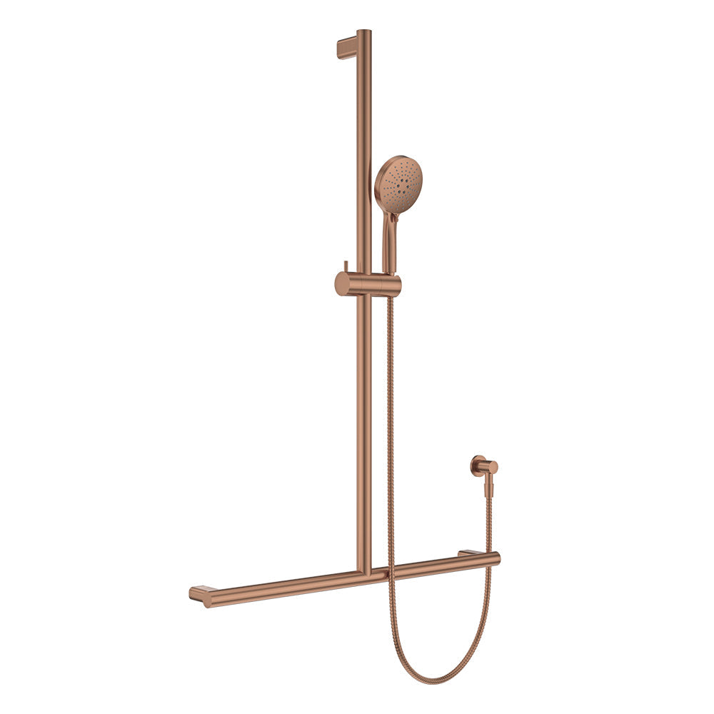 Care Inverted T Rail Shower - Brushed Copper
