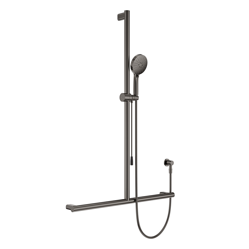 Care Inverted T Rail Shower with Push/Pull Slider - Gun Metal