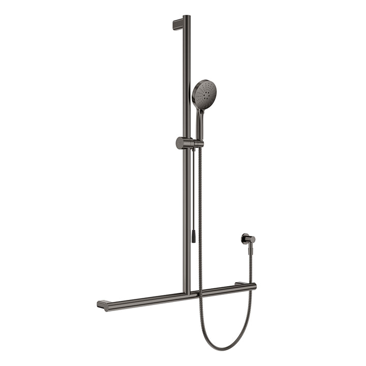 Care Inverted T Rail Shower with Push/Pull Slider - Gun Metal