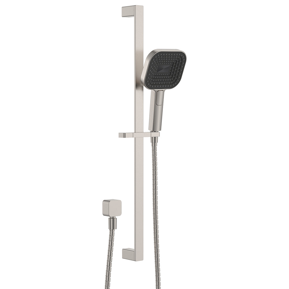 Kuro Rail Shower Soft Square Head - Brushed Nickel