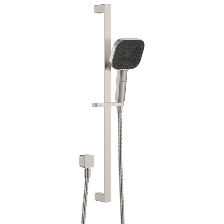 Kuro Rail Shower Soft Square Head - Brushed Nickel