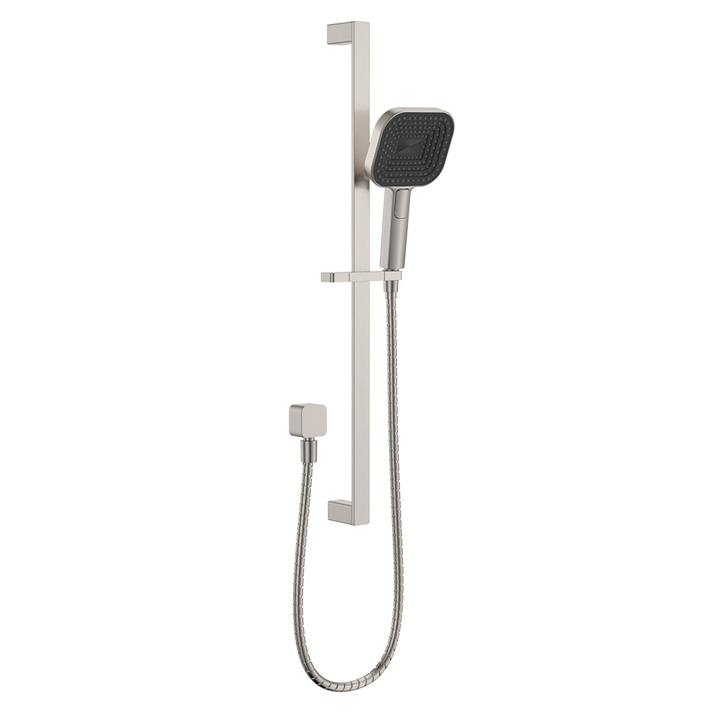 Kuro Rail Shower Soft Square Head - Brushed Nickel