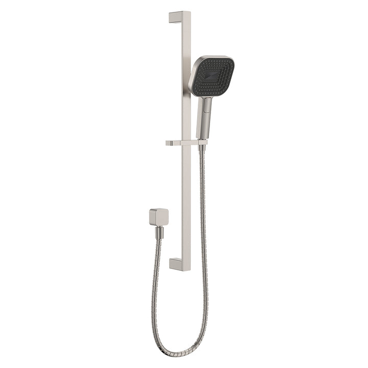 Kuro Rail Shower Soft Square Head - Brushed Nickel