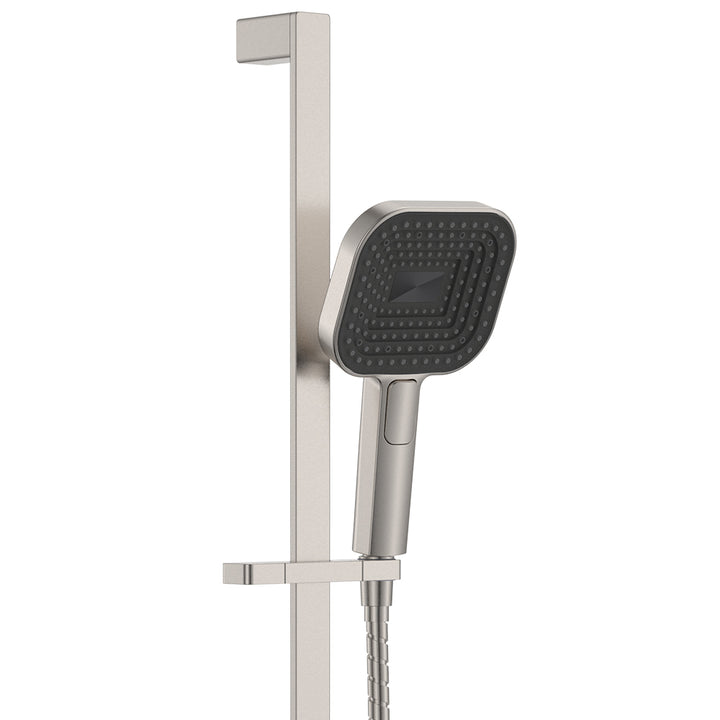 Kuro Rail Shower Soft Square Head - Brushed Nickel
