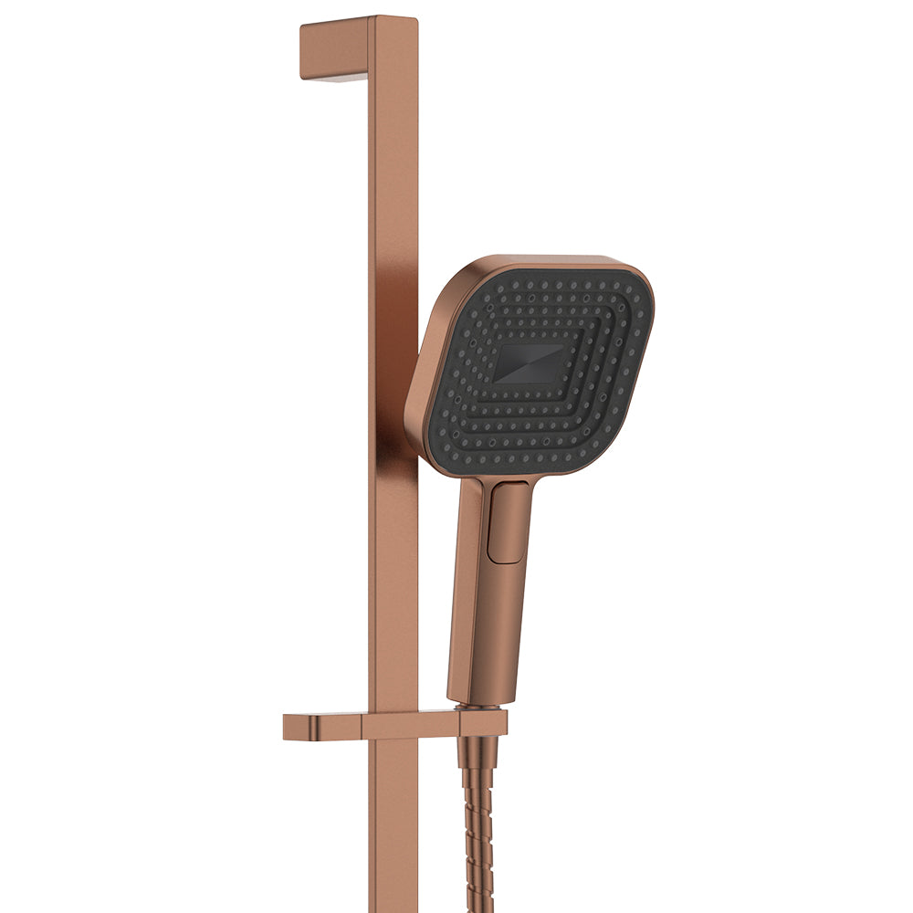 Kuro Rail Shower Soft Square Head - Brushed Copper