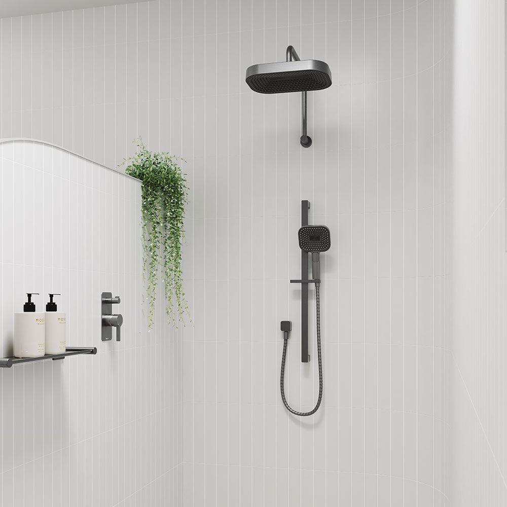 Kuro Rail Shower Soft Square Head - Gun Metal