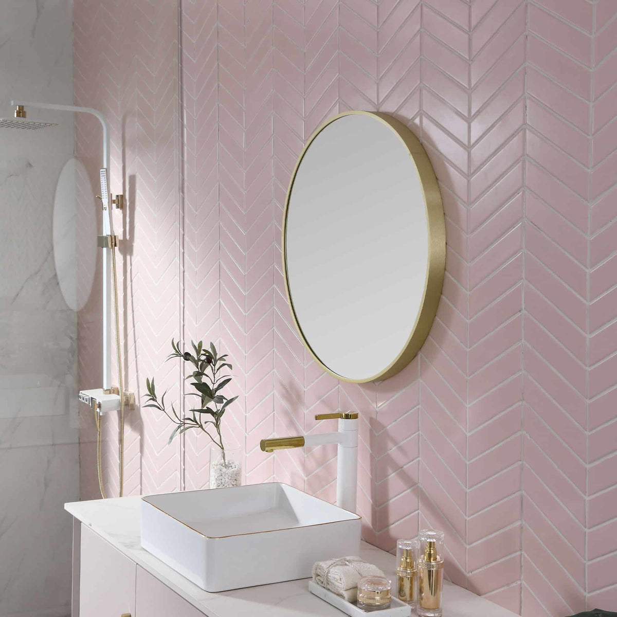 Modern Round Mirror Baltic Brass