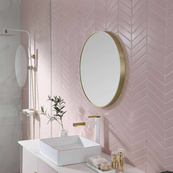 Modern Round Mirror Baltic Brass