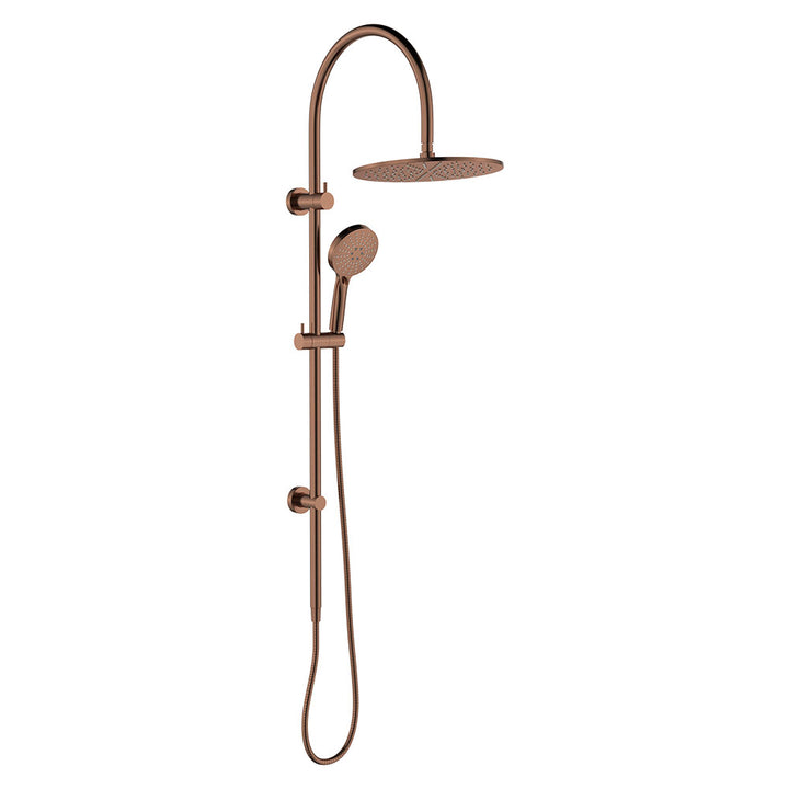 Empire Slim Curved Twin Shower - Brushed Copper