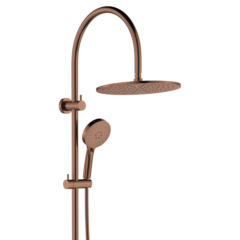 Empire Slim Curved Twin Shower - Brushed Copper