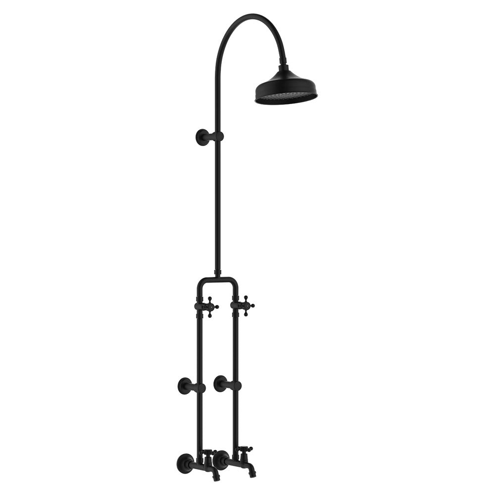 Lillian Exposed Rail Shower &amp; Bath Set - Matte Black