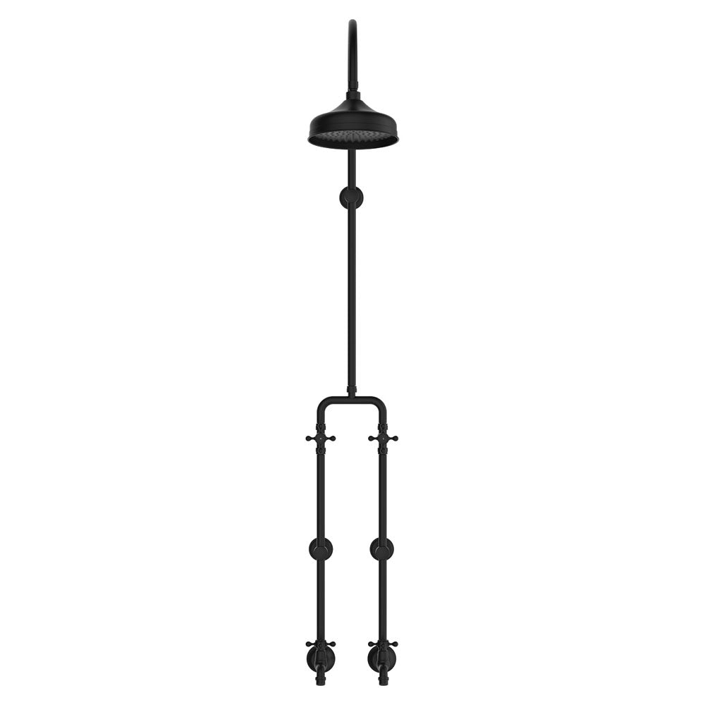 Lillian Exposed Rail Shower &amp; Bath Set - Matte Black