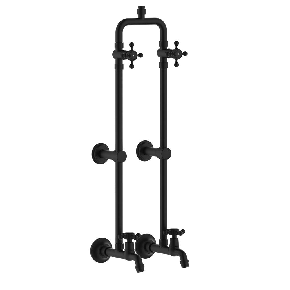 Lillian Exposed Rail Shower &amp; Bath Set - Matte Black