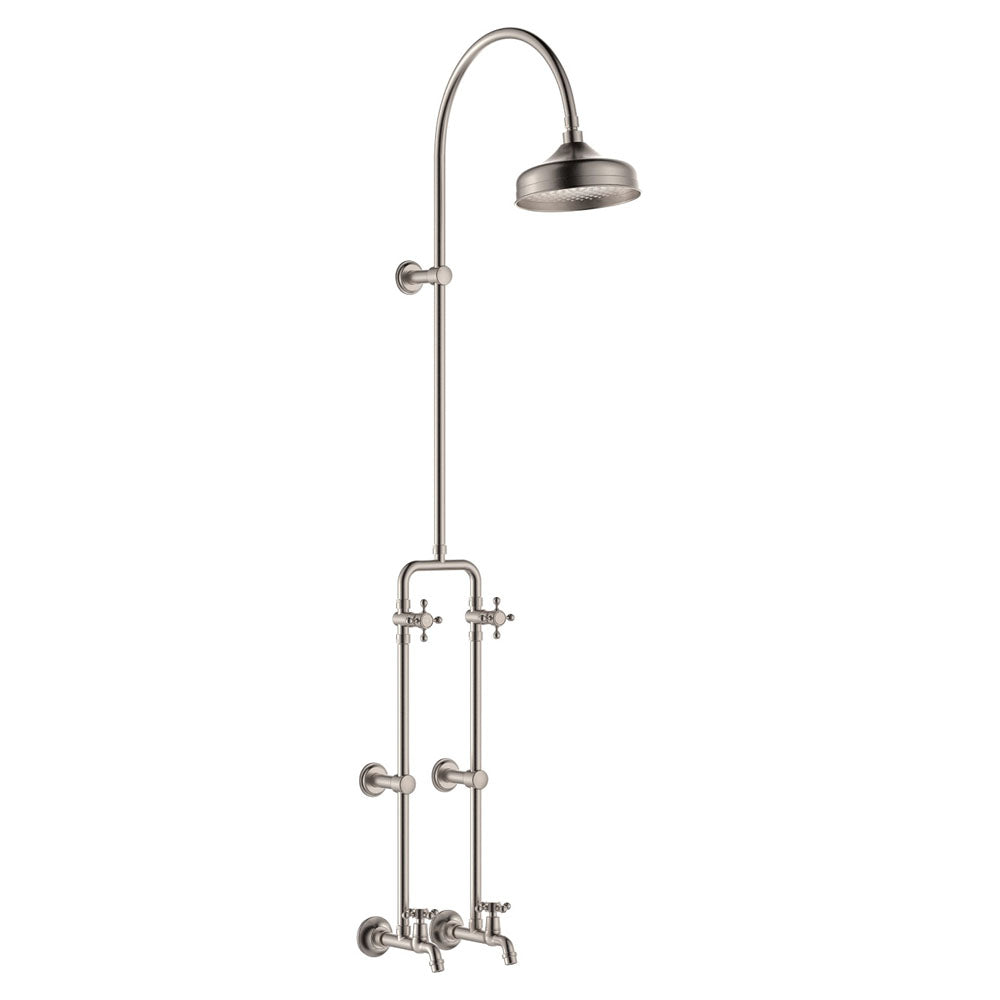 Lillian Exposed Rail Shower &amp; Bath Set - Brushed Nickel