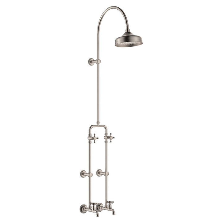 Lillian Exposed Rail Shower &amp; Bath Set - Brushed Nickel