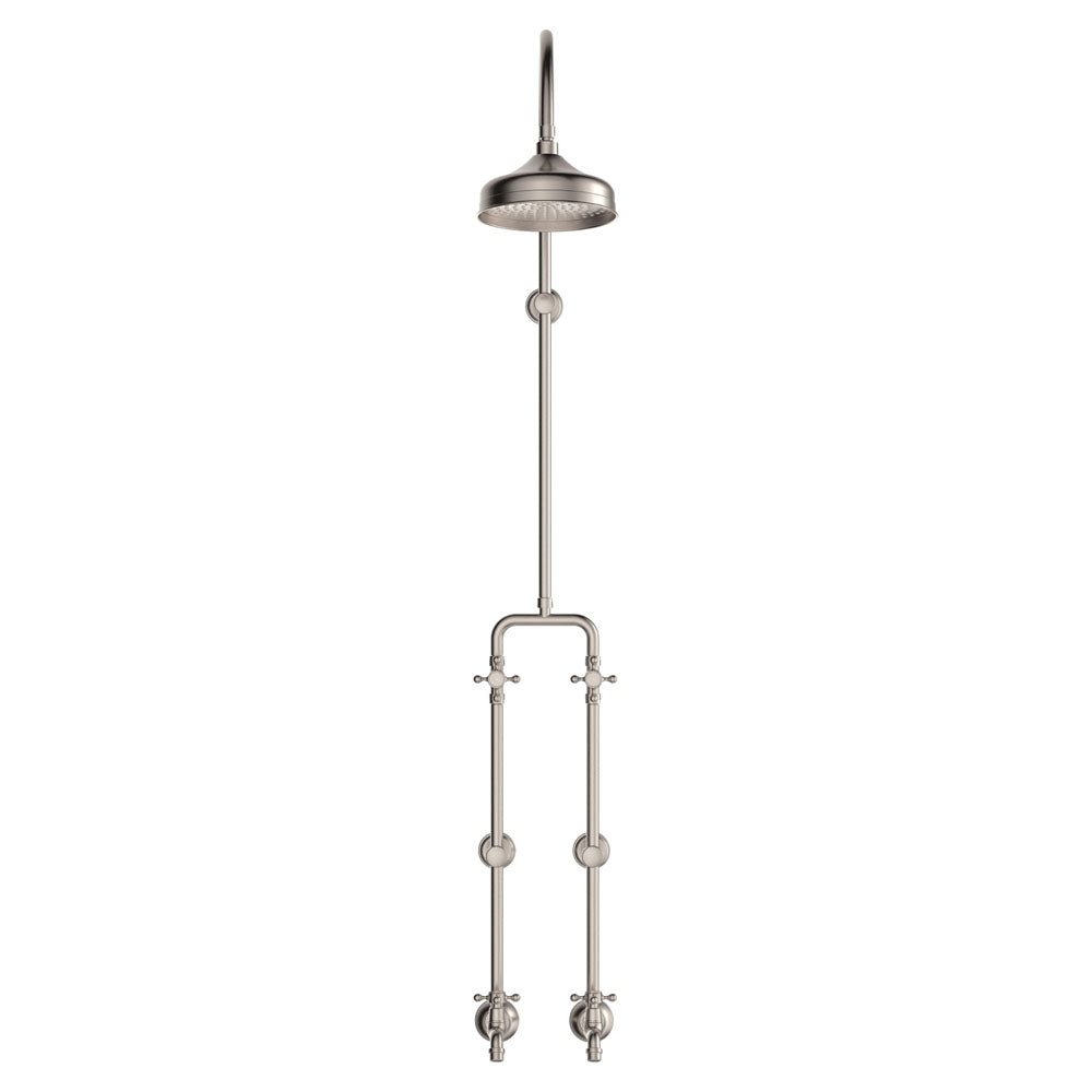 Lillian Exposed Rail Shower &amp; Bath Set - Brushed Nickel