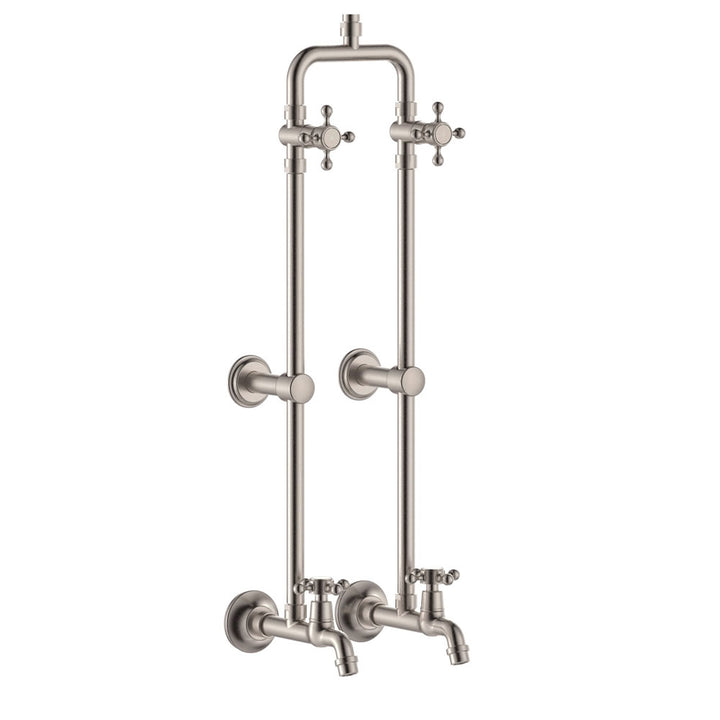 Lillian Exposed Rail Shower &amp; Bath Set - Brushed Nickel