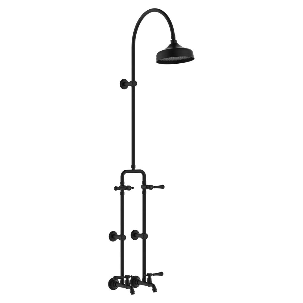 Lillian Lever Exposed Rail Shower &amp; Bath Set - Matte Black