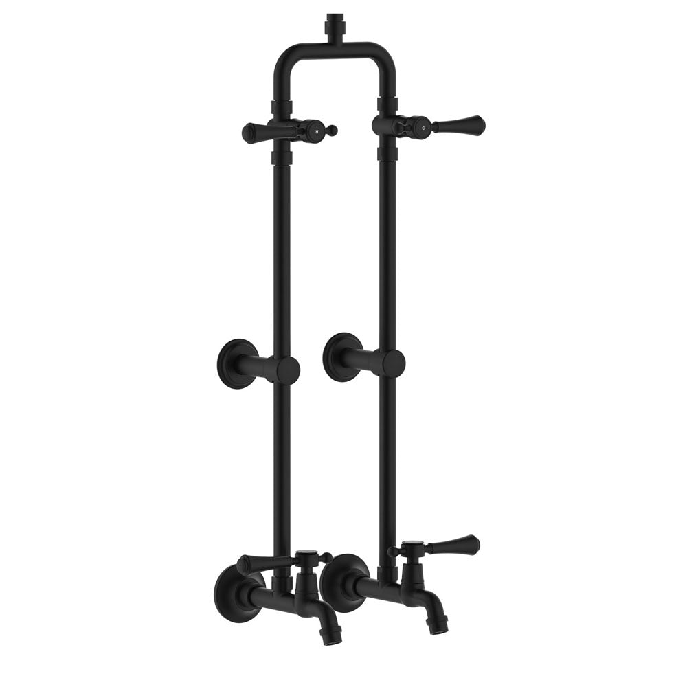 Lillian Lever Exposed Rail Shower &amp; Bath Set - Matte Black
