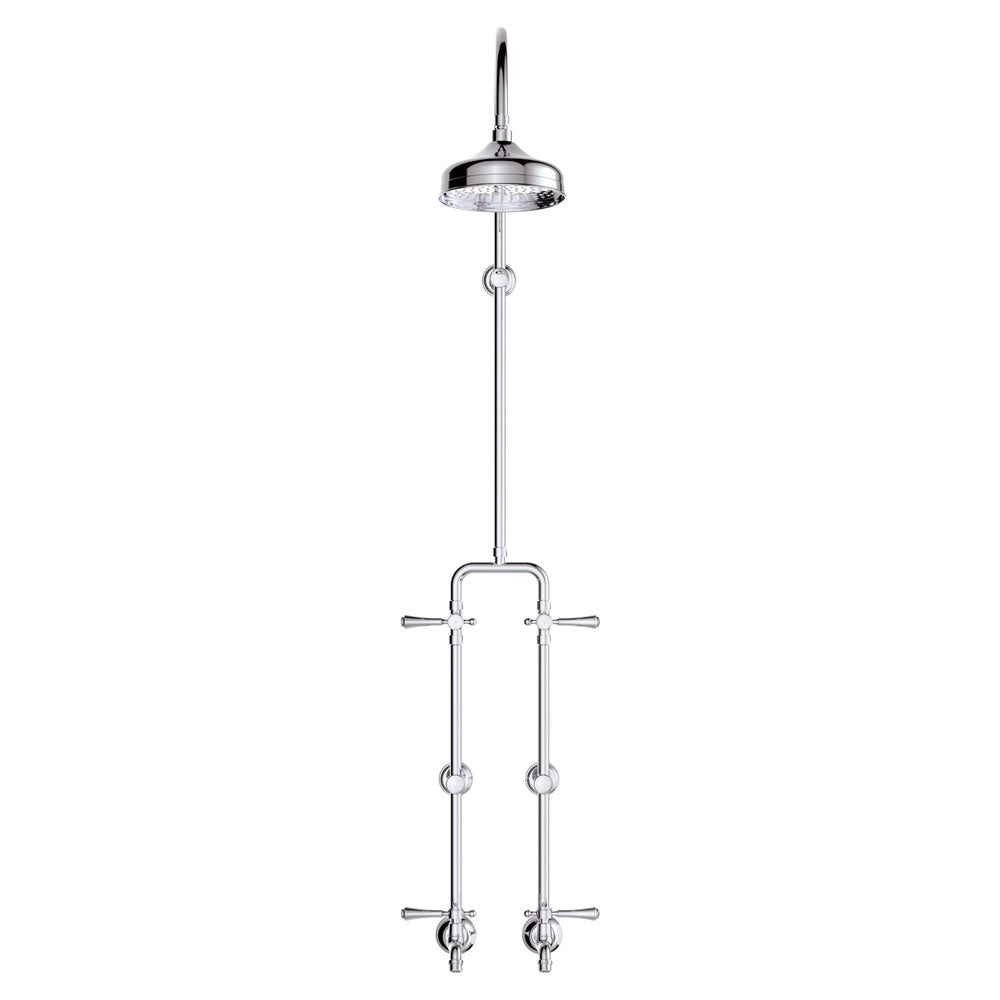 Lillian Lever Exposed Rail Shower &amp; Bath Set - Chrome