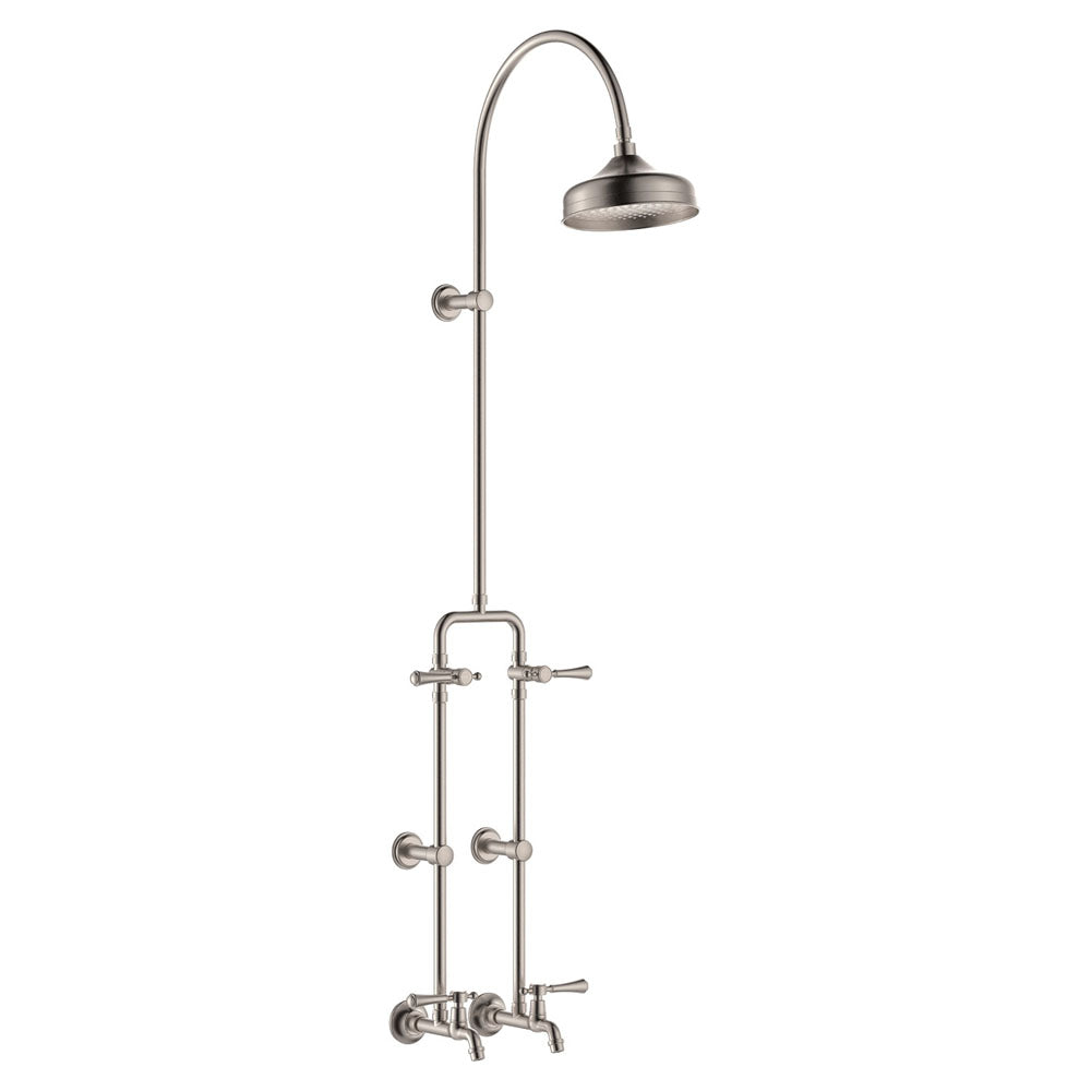 Lillian Lever Exposed Rail Shower &amp; Bath Set - Brushed Nickel