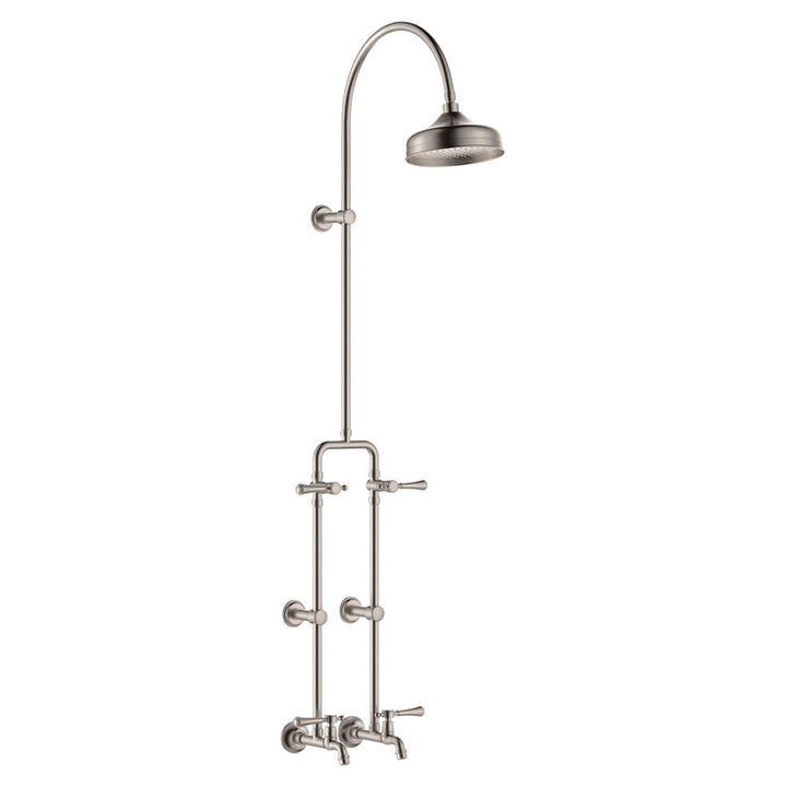 Lillian Lever Exposed Rail Shower &amp; Bath Set - Brushed Nickel