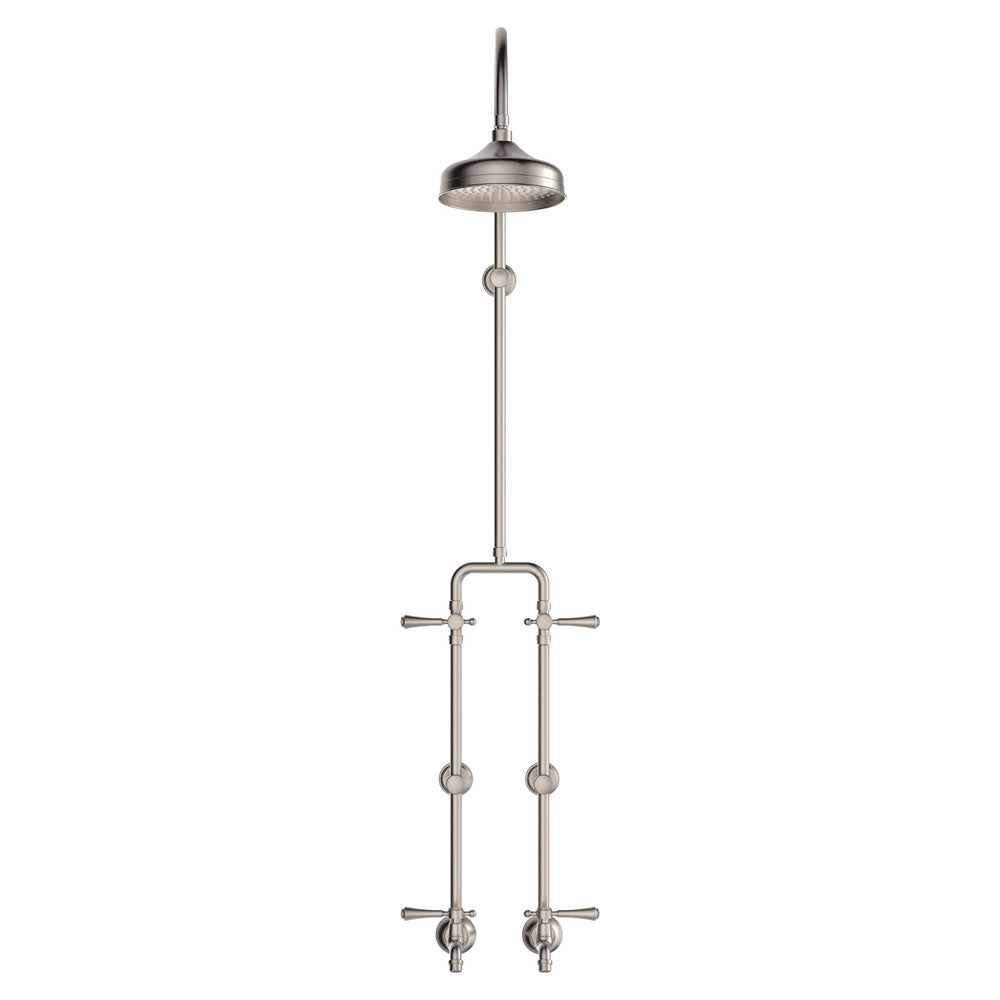 Lillian Lever Exposed Rail Shower &amp; Bath Set - Brushed Nickel
