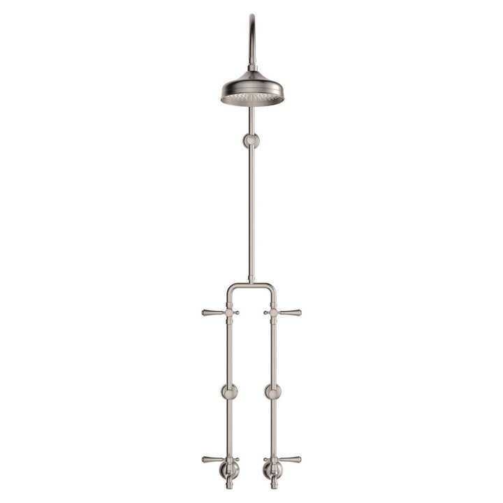 Lillian Lever Exposed Rail Shower &amp; Bath Set - Brushed Nickel