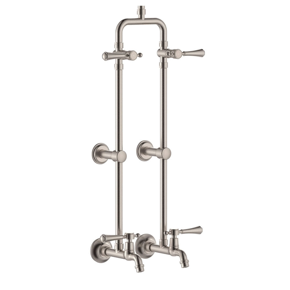 Lillian Lever Exposed Rail Shower &amp; Bath Set - Brushed Nickel