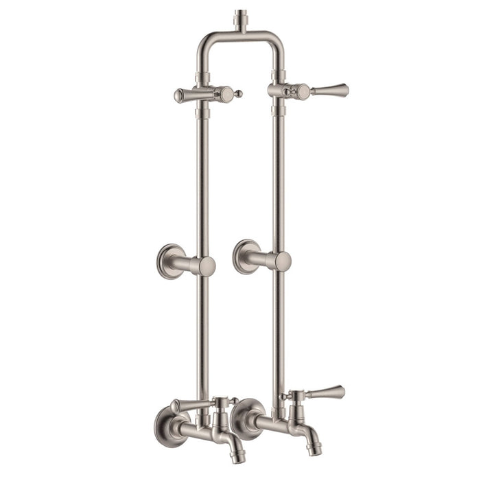 Lillian Lever Exposed Rail Shower &amp; Bath Set - Brushed Nickel