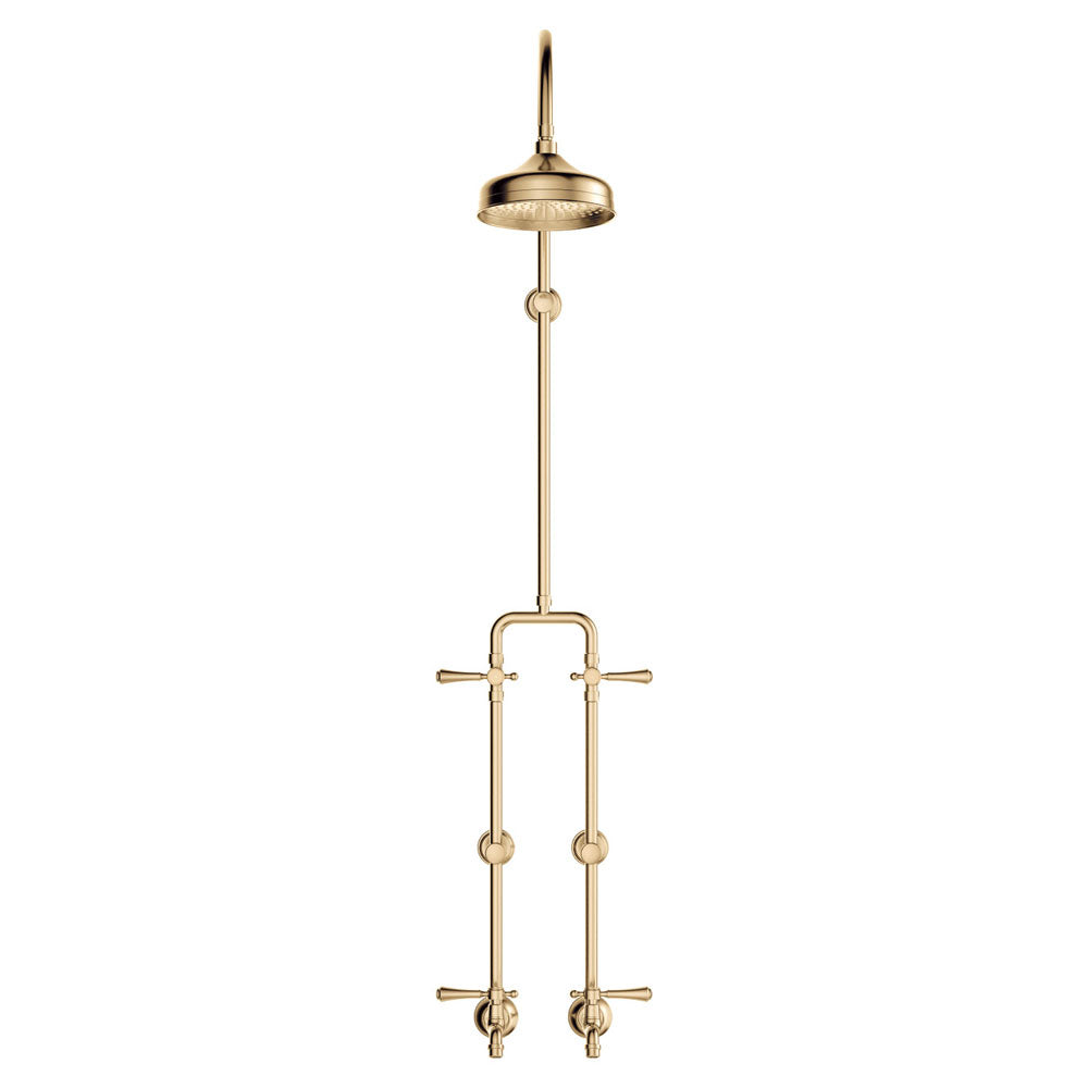 Lillian Lever Exposed Rail Shower &amp; Bath Set - Urban Brass