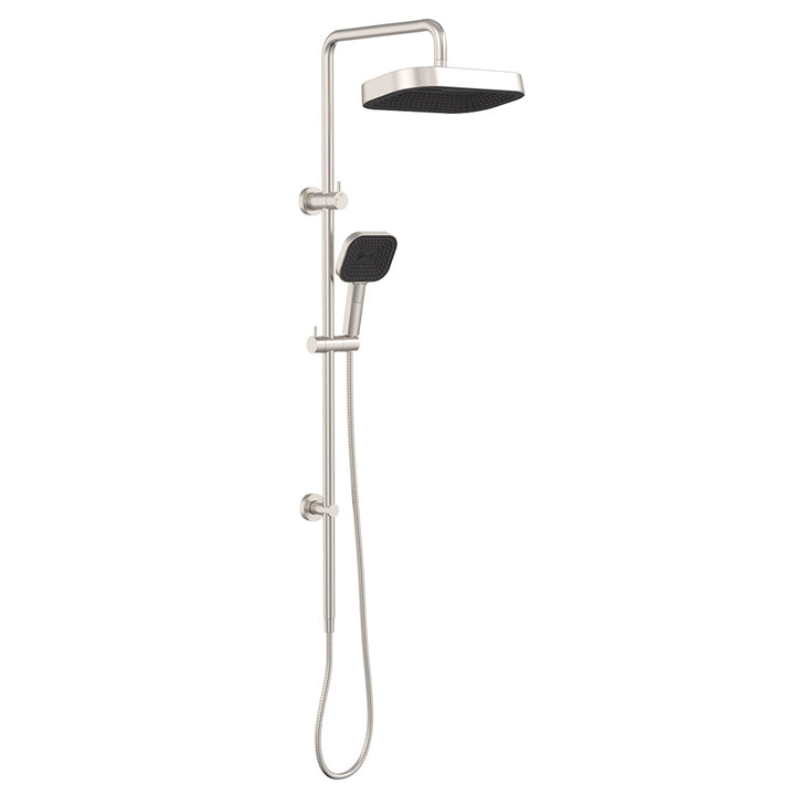 Kuro Twin Shower, Soft Square Head - Brushed Nickel