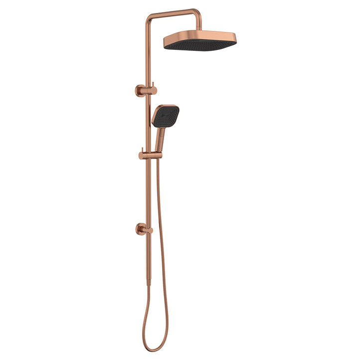 Kuro Twin Shower, Soft Square Head - Brushed Copper