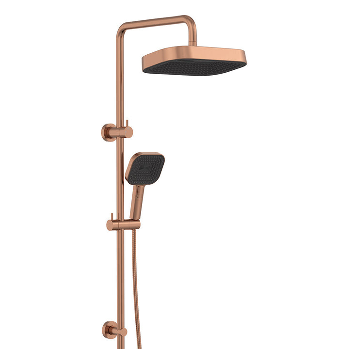 Kuro Twin Shower, Soft Square Head - Brushed Copper