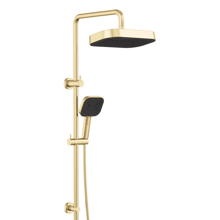 Kuro Twin Shower, Soft Square Head - Urban Brass