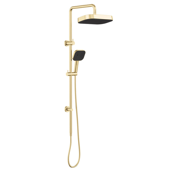 Kuro Twin Shower, Soft Square Head - Urban Brass