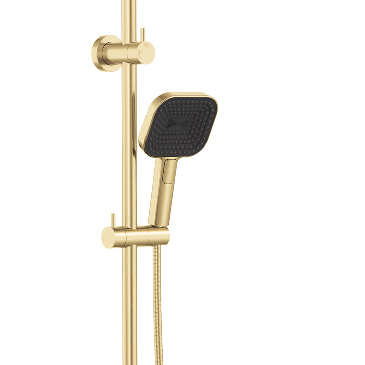 Kuro Twin Shower, Soft Square Head - Urban Brass