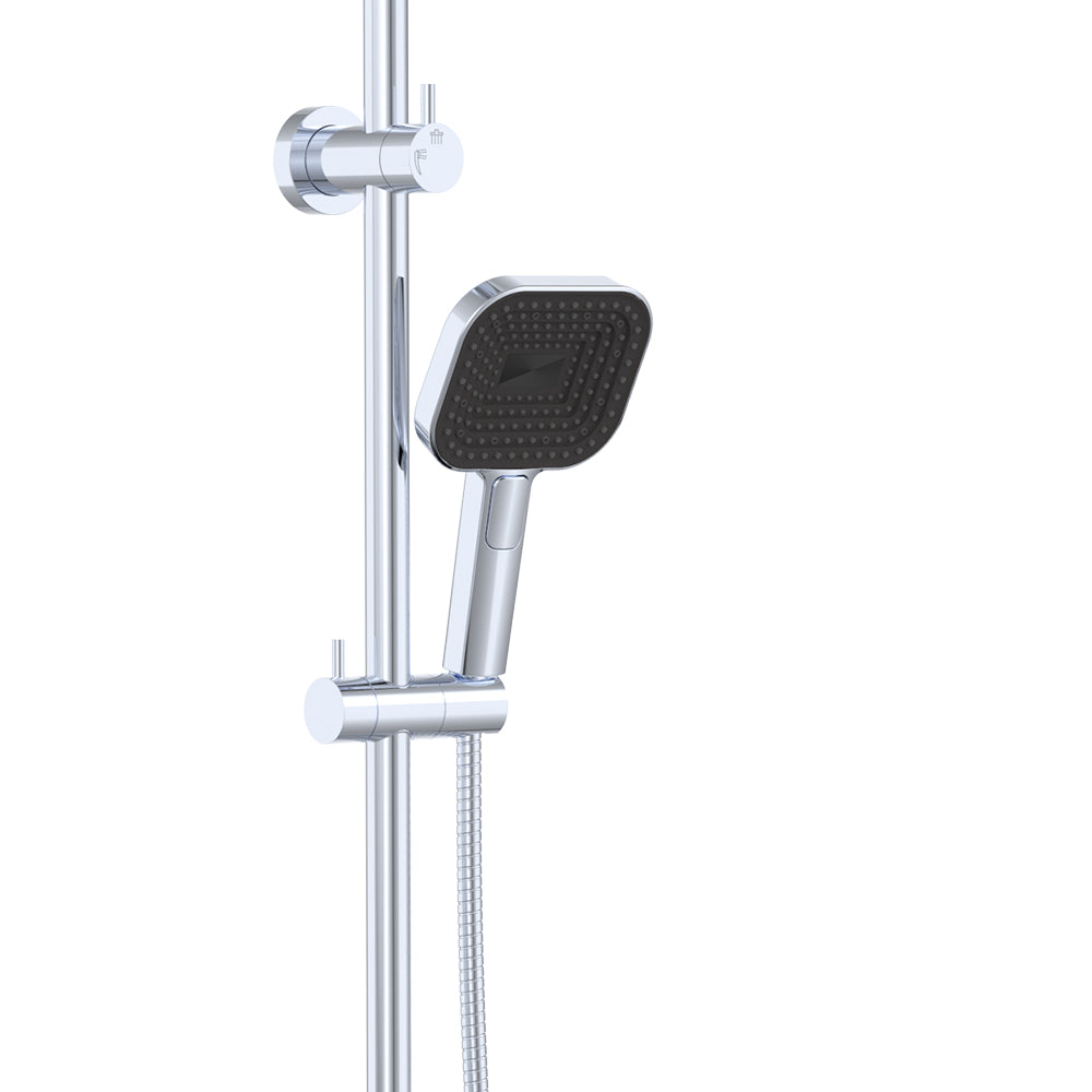 Kuro Twin Shower, Soft Square Head - Chrome