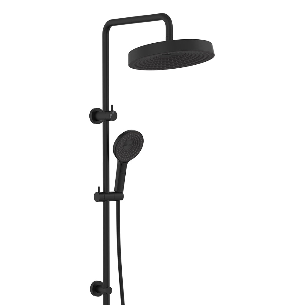 Kuro Twin Shower, Round Head - Matte Black