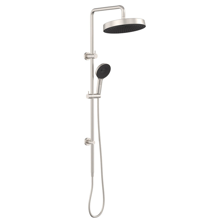 Kuro Twin Shower, Round Head - Brushed Nickel