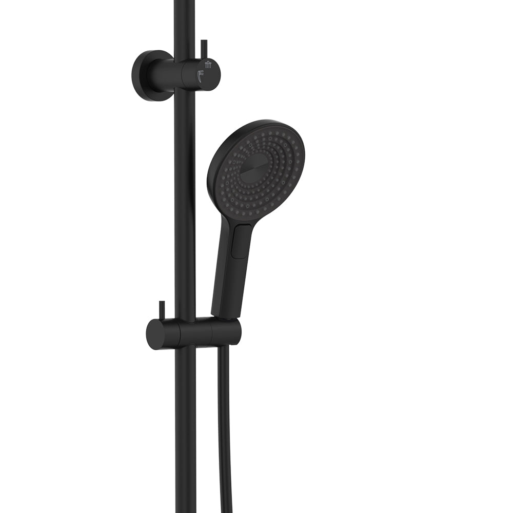 Kuro Twin Shower, Round Head - Matte Black