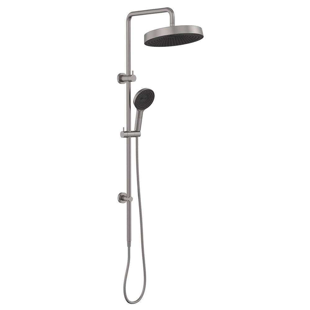 Kuro Twin Shower, Round Head - Gun Metal