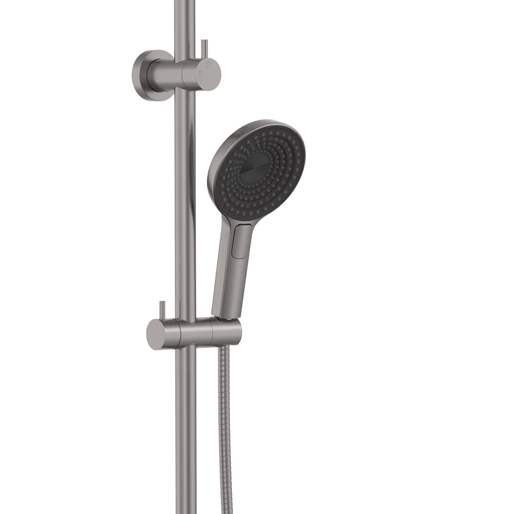Kuro Twin Shower, Round Head - Gun Metal