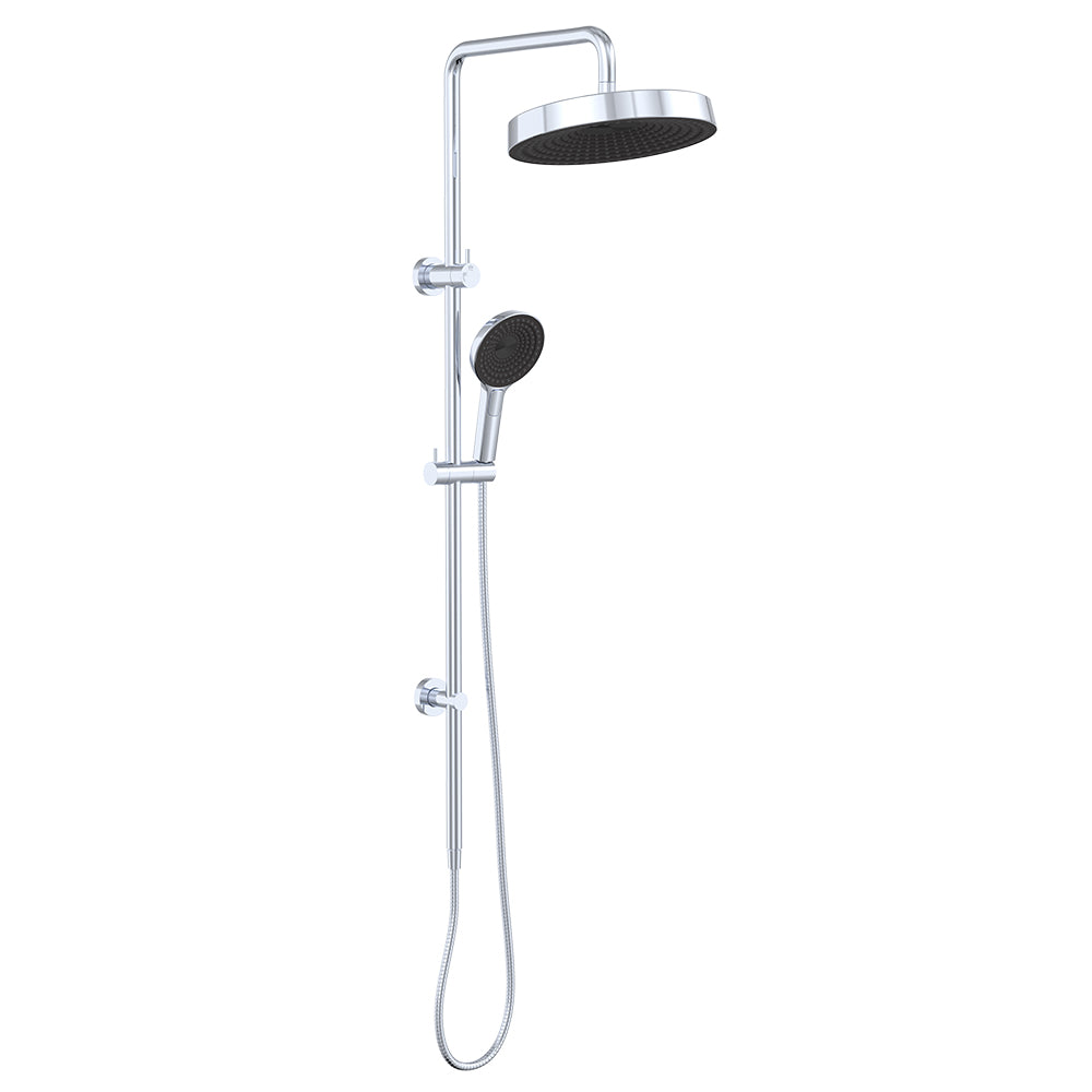 Kuro Twin Shower, Round Head - Chrome