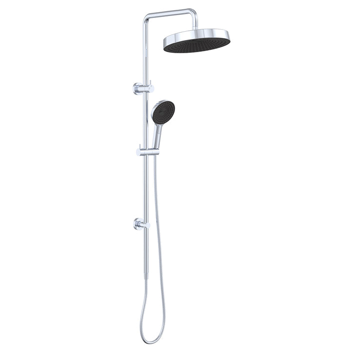 Kuro Twin Shower, Round Head - Chrome