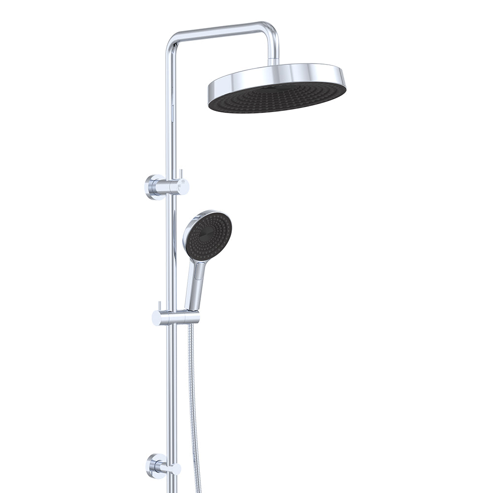 Kuro Twin Shower, Round Head - Chrome