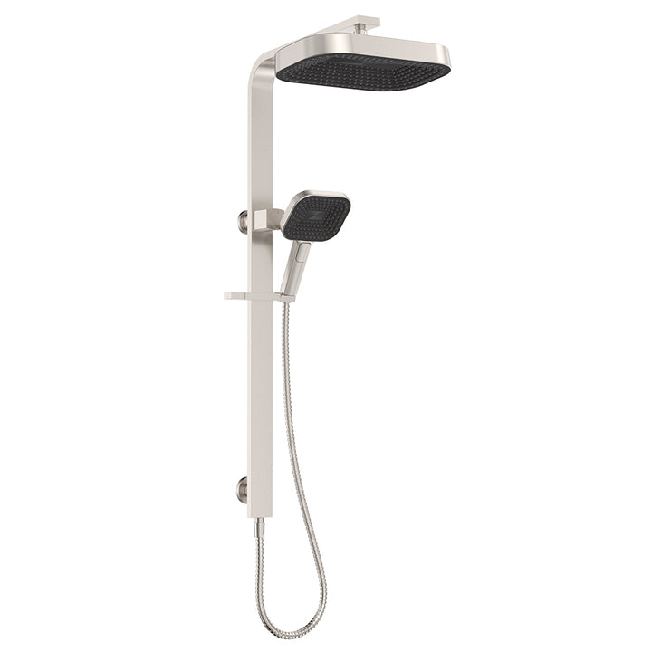 Kuro Deluxe Twin Shower Soft Square Head - Brushed Nickel