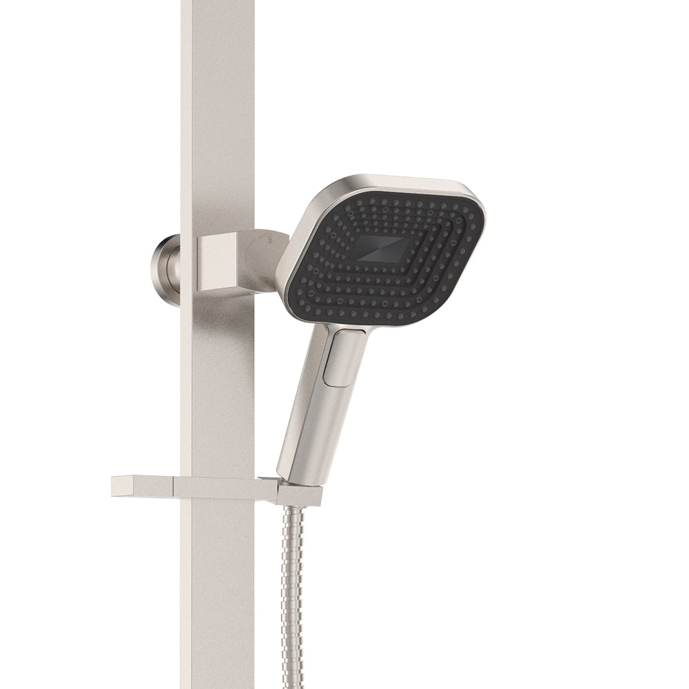 Kuro Deluxe Twin Shower Soft Square Head - Brushed Nickel